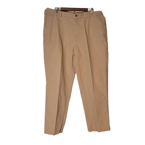 Brooks Brothers Flat Front Chino Dress Pants Size 40X29‎ Khaki Tan Straight Leg - Picture 1 of 4